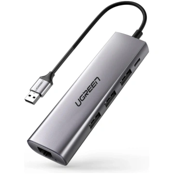 Adapteris HUB 5in1 USB, 3x USB 3.0, micro USB, RJ4