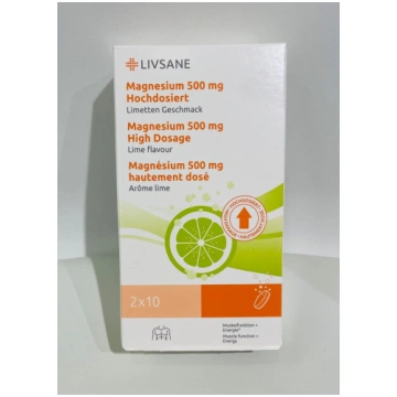 LIVSANE Augstas devas šķīstošais magnijs 500 mg ta