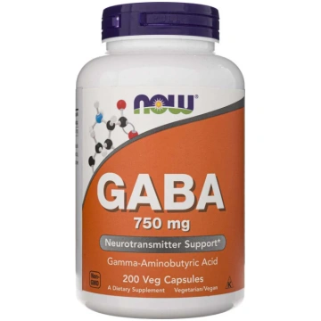 Now Foods GABA 750 mg - 200 dārzeņu kapsulas