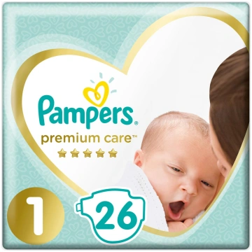 Pampers Premium Care 1, 2-5 Kg, 26 gab