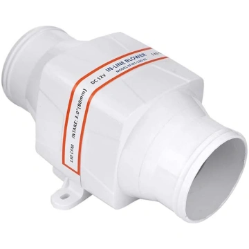75 mm gaisa pūtējs, balts cauruļu ventilators, 12
