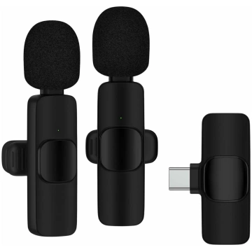 Bezvadu piespraužamais mikrofons ar USB-C uztvērēj