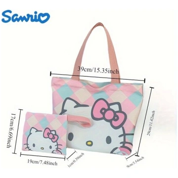 Hello Kitty auduma plecu soma rāvējslēdzēju, meite
