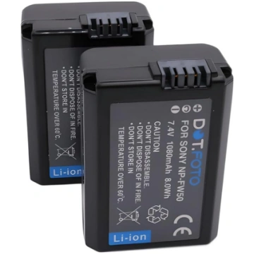 2 x Dot.Foto NP-FW50 Premium 7,4 V / 1080 mAh akum
