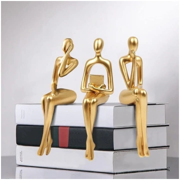 3 gabaliņi Zelta domātāja statujas no sveķiem, mod