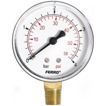 Manometrs FERRO Dn63, 1/4", radiālais, 0-4 bar