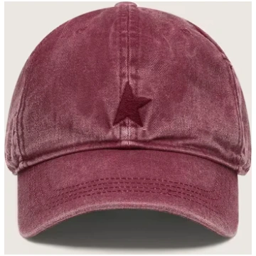 Burgundy baseball cap with tone-on-tone embroidere