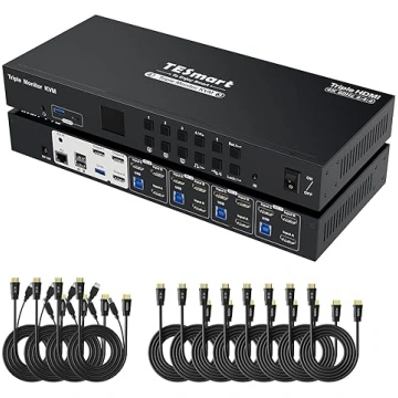 TESmart USB 3.0 4 portu trīs monitoru HDMI KVM slē