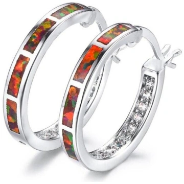 Modes zils Fire Opal Stud Hoop Auskari Auskari Sie