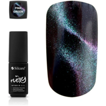 Krāsa: Pink Green. Gēl laka Flexy Cat Eye