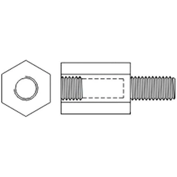 Screwed spacer sleeve; 25mm; Int.thread: M3; Ext.t