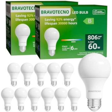 E27 LED spuldze, B energoefektivitātes klase, E27 