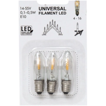 Spuldzītes svečturiem LED 14-55V 0.5W E10 2100K 09
