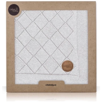 CebaBaby adīts pleds, rombs - stepēts, 90x90 pelēk