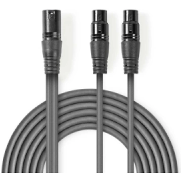 Nedis Cable XLR M - 2x XLR F 1.5m COTH15025GY15