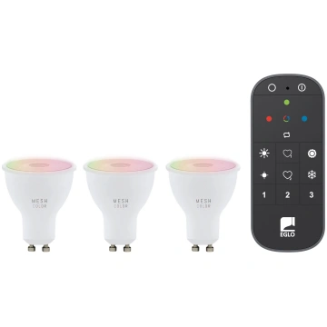 EGLO - Set of 3x GU10 Smart Bulbs Remote Control -