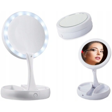 Saliekams Makeup Galda Spogulis ar LED Gaismu un P