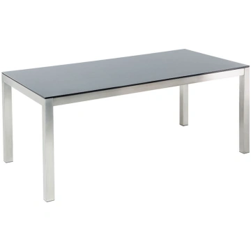 Beliani Stol ogrodowy szklany czarny GROSSETO 5632