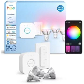 Philips Hue E WCA 345 GU10 3 spuldzes + Bridge + s