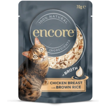 Mitrā kaķu barība Encore Pouch In Broth, vistas ga