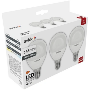 Avide LED spuldze 4W E14 3000K 3gab