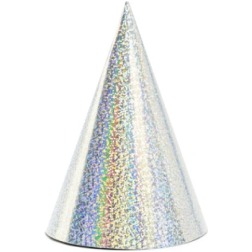 Hologrāfiskas ballīšu cepures, sudraba, 16 cm (1 g