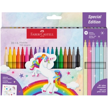 Faber-Castell - Felt-tip pen unicorn 18+6 + sticke