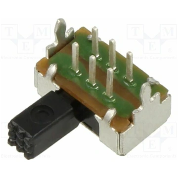 Switch: slide; Pos: 2; DPDT; 0.2A/30VDC; ON-ON; TH