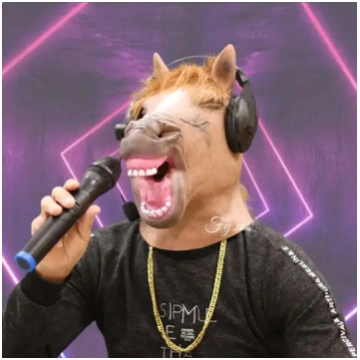 Zirga galvas maska - Jautra silikona sejas karaoke