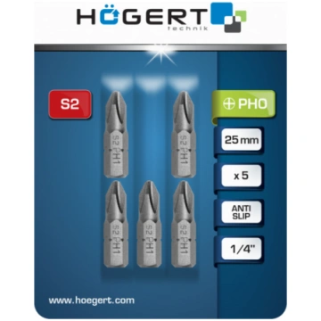 Skrūvgriezis bits PH0 25 mm, HOGERT, HT1S300, S2 t