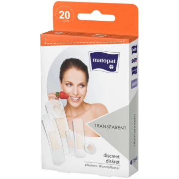 Plāksteris Matopat Transparent, 20 gab