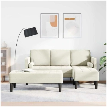 Sofa Set 2 pcs Creme Samt Wohnlandschaft schick un