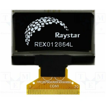 Display: OLED; graphical; 1.28"; 128x64; Dim: 34.5
