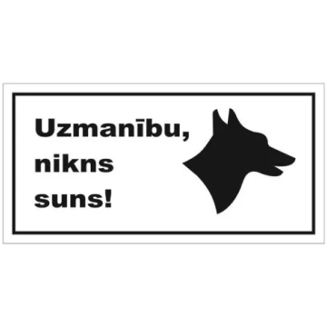 Zīme ""Uzmanību, nikns suns"" 10x20cm