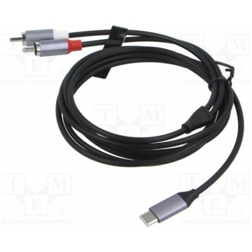 Cable; RCA plug x2,USB C plug; nickel plated; 2m; 