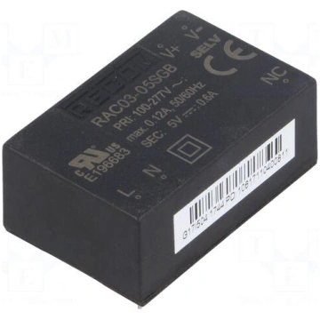 Converter: AC/DC | 3W | Uout: 5VDC | Iout: 600mA |