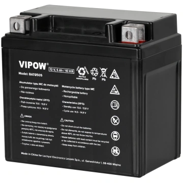 MC tipa motociklu akumulators 12V 5Ah VIPOW BAT050