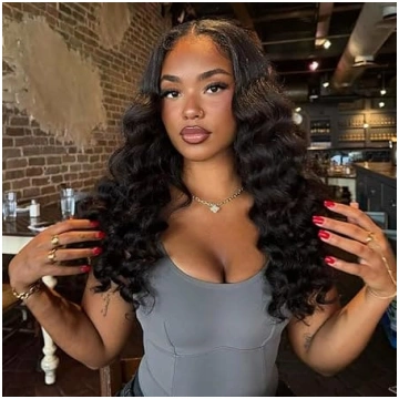 STYLE ICON Long Curly Lace Front parūka melnām sie