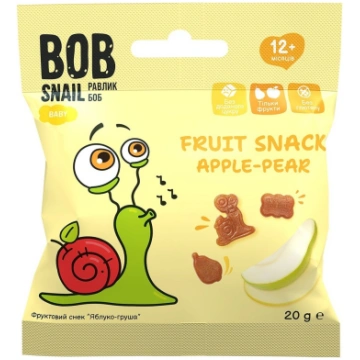 Ābolu un bumbieru uzkoda BOB SNAIL, 20g
