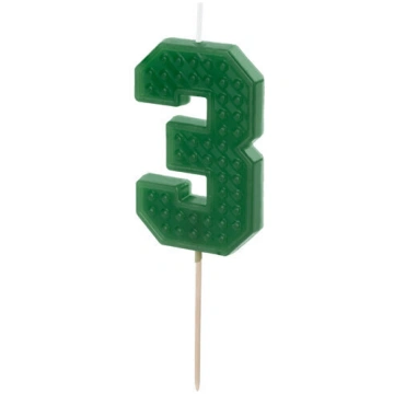 Kūkas svece nr.3 zaļa, 9.6 cm