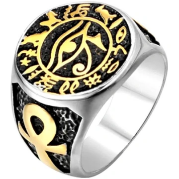 Ēģiptes antīkais vīriešu gredzens Eye Of Horus Gre