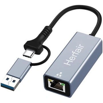 Herfair USB-C–Ethernet adapteris ar USB 3.0 ANEB0D