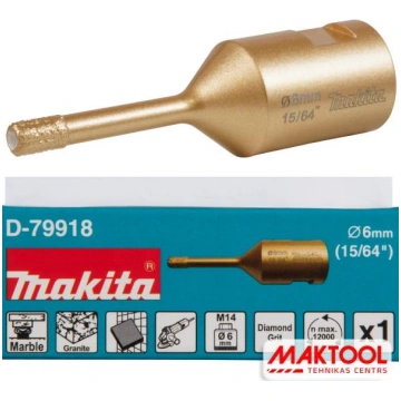 Dimanta kroņurbis leņķa slīpmāšīnām 6mm (M14) Maki