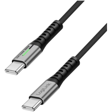 LogiLink USB-C 20 Gb/s 100W 0.3m w oplocie czarny 