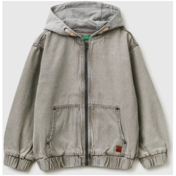 Denim bomber jacket with fleece hood - XXXL