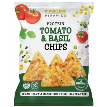 Proteīna čipši ar tomātiem un baziliku, 60g (32% z