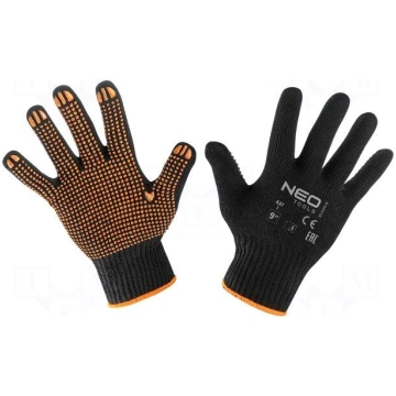 Protective gloves | Size: 9 | black-orange | cotto
