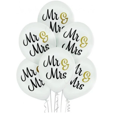 Kāzu balonu komplekts "Mr & Mrs" (6 gab.) 12 colla