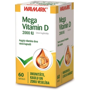 WALMARK Mega D3 vitamīns (2000 IU) kapsulas, 60 ga