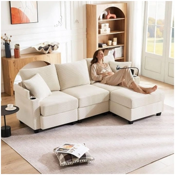 Corner Sofa with Sleep Function and Bed Box, Moder